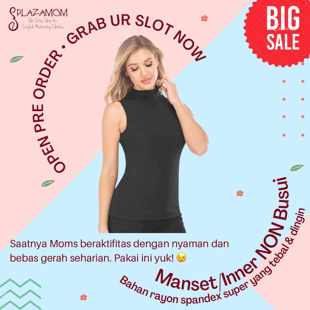 Manset inner dalaman kaos daleman baju manset tanpa lengan oblong buntung wanita bahan rayon spandex super kualitas premium nyaman dipakai dingin menyerap keringat anti gerah tebal tidak menerawang