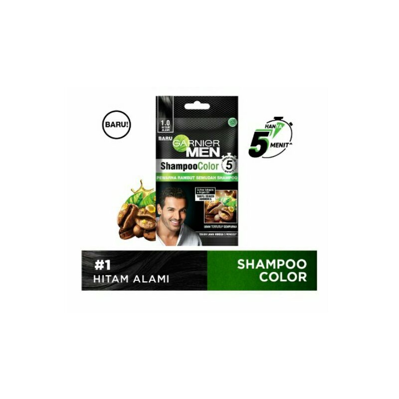 Garnier Men Shampoo Color 1.0 HitamAlami