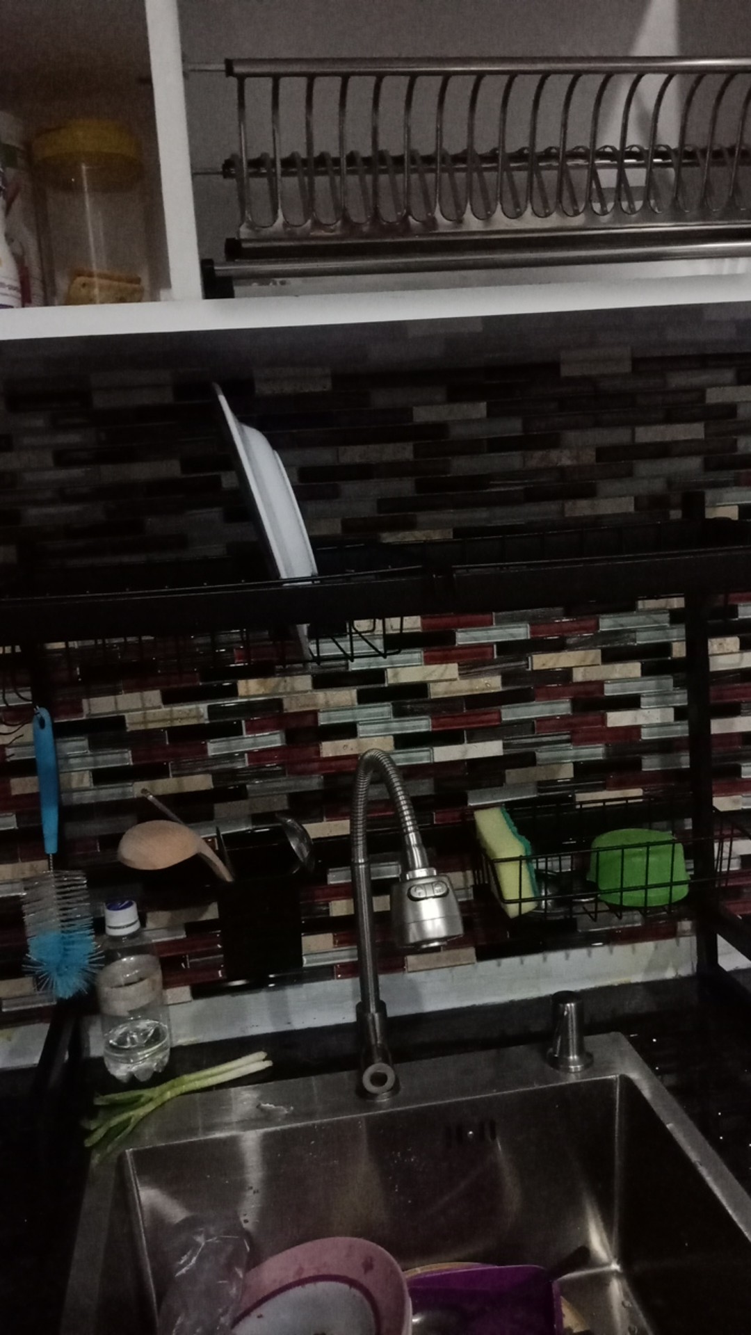 Es Rak Dapur Hitam Rak Wastafel Rak Piring Dan Peralatan Dapur 65cm