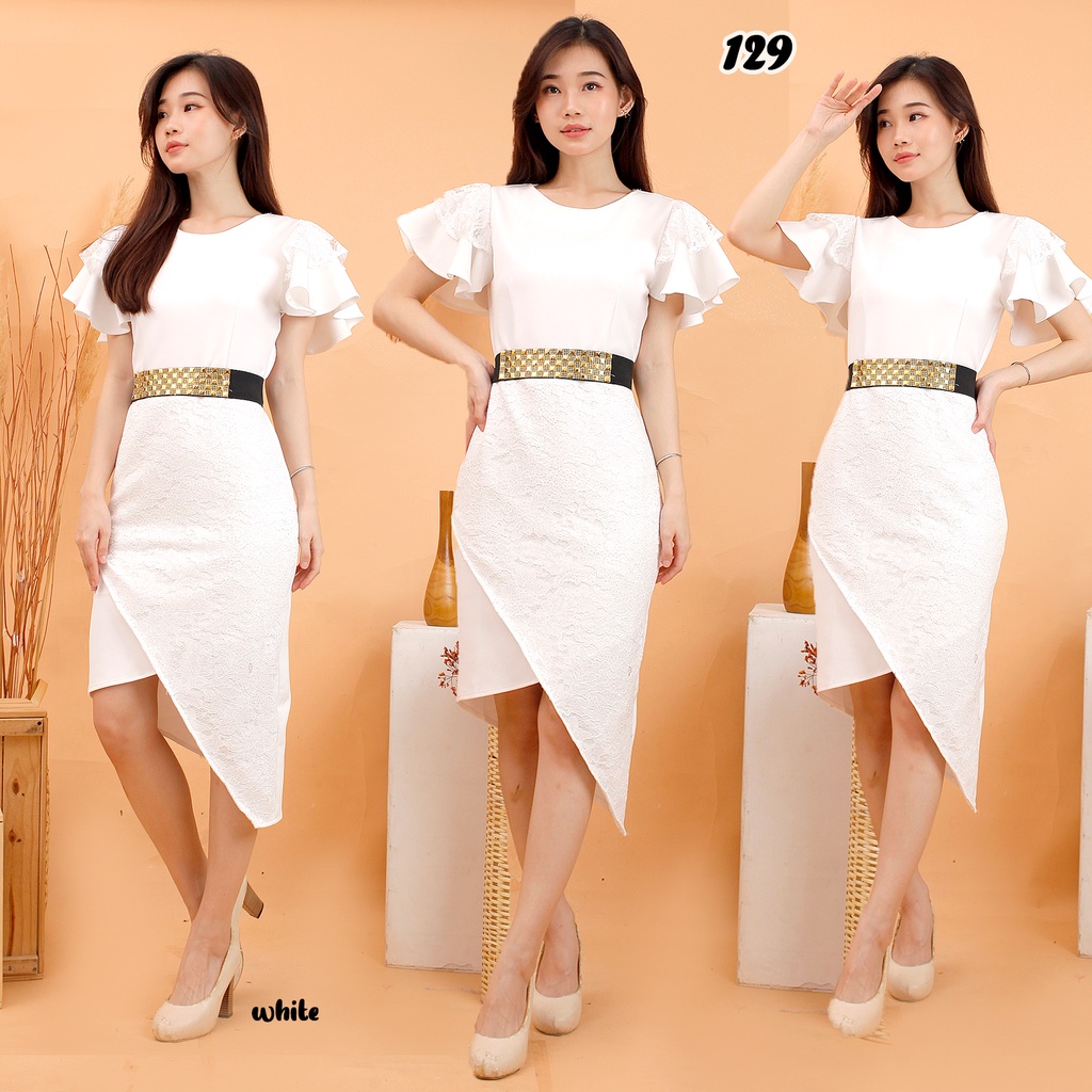 kathryn collection #129, Dres span scuba import premium kombinasi brukat gliter free belt