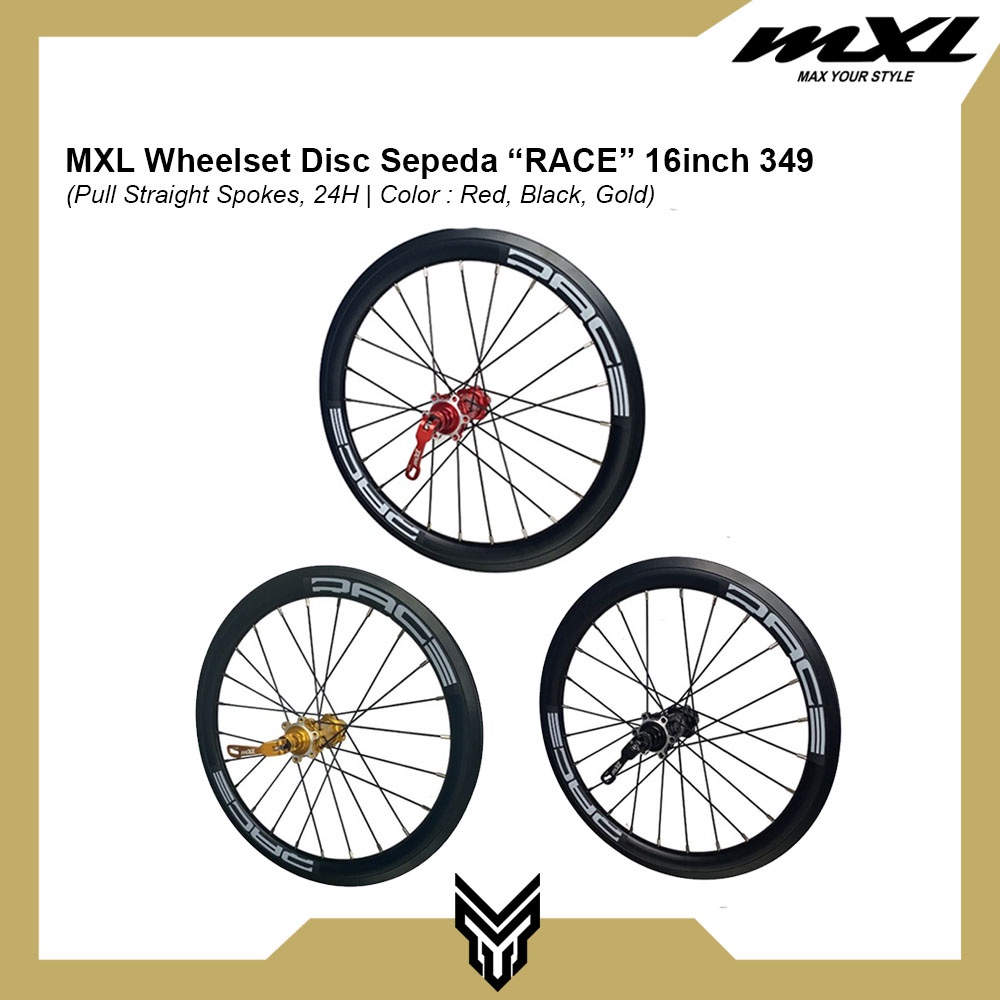 MXL Wheelset Disc Race 16&quot; 349 Roda Sepeda Set Velg Lengkap Cycling