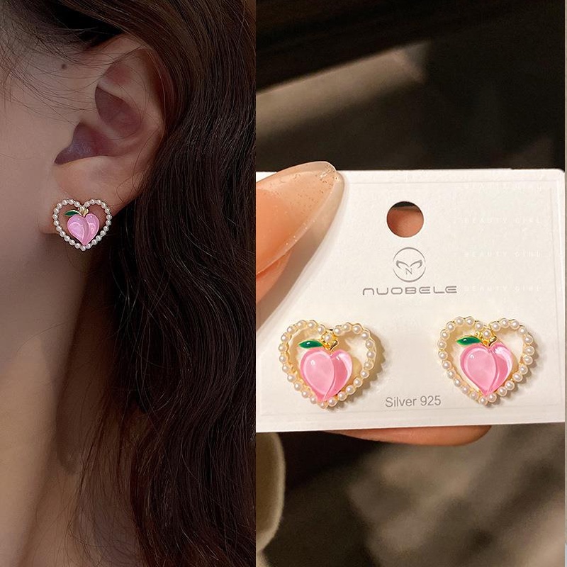 Anting Stud Bentuk Hati Bahan S925 Silver Untuk Aksesoris Perempuan