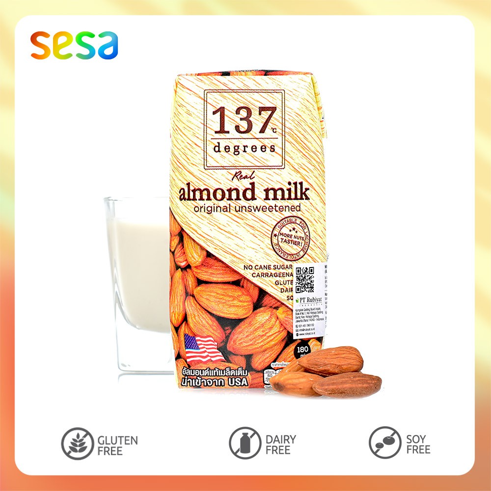 

137 DEGREES Almond Milk Original Unsweetened 180ml - Bebas Gula