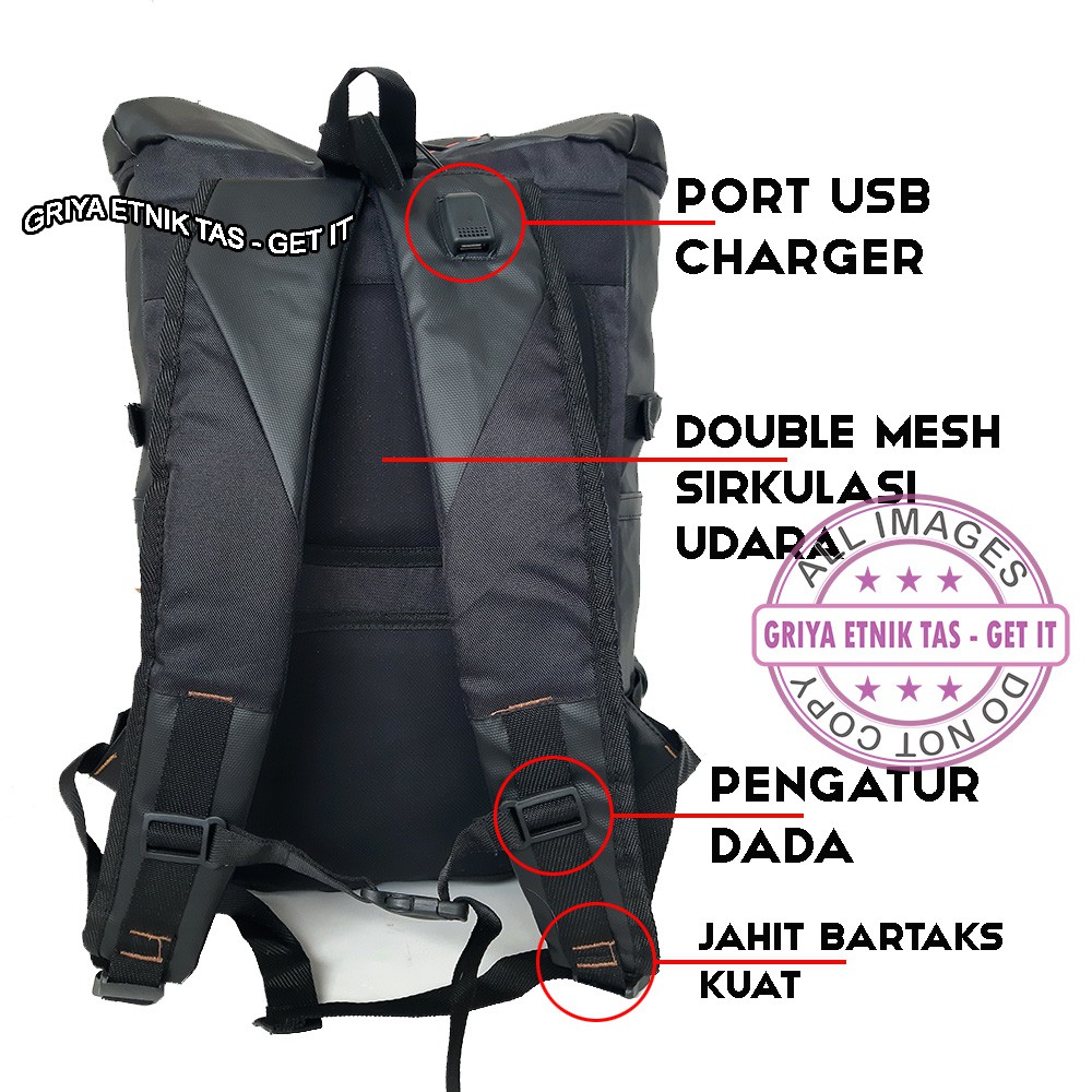 Tas Ransel Pria Anti Air 40 LITER Tas Punggung Cowok Waterproof Backpack Outdoor Tas Gendong Laki laki Tutup Gulung Gearbag Under