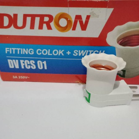 FITTING COLOK LAMPU TIDUR + SWITCH SAKLAR ON OFF DUTRON KUNINGAN