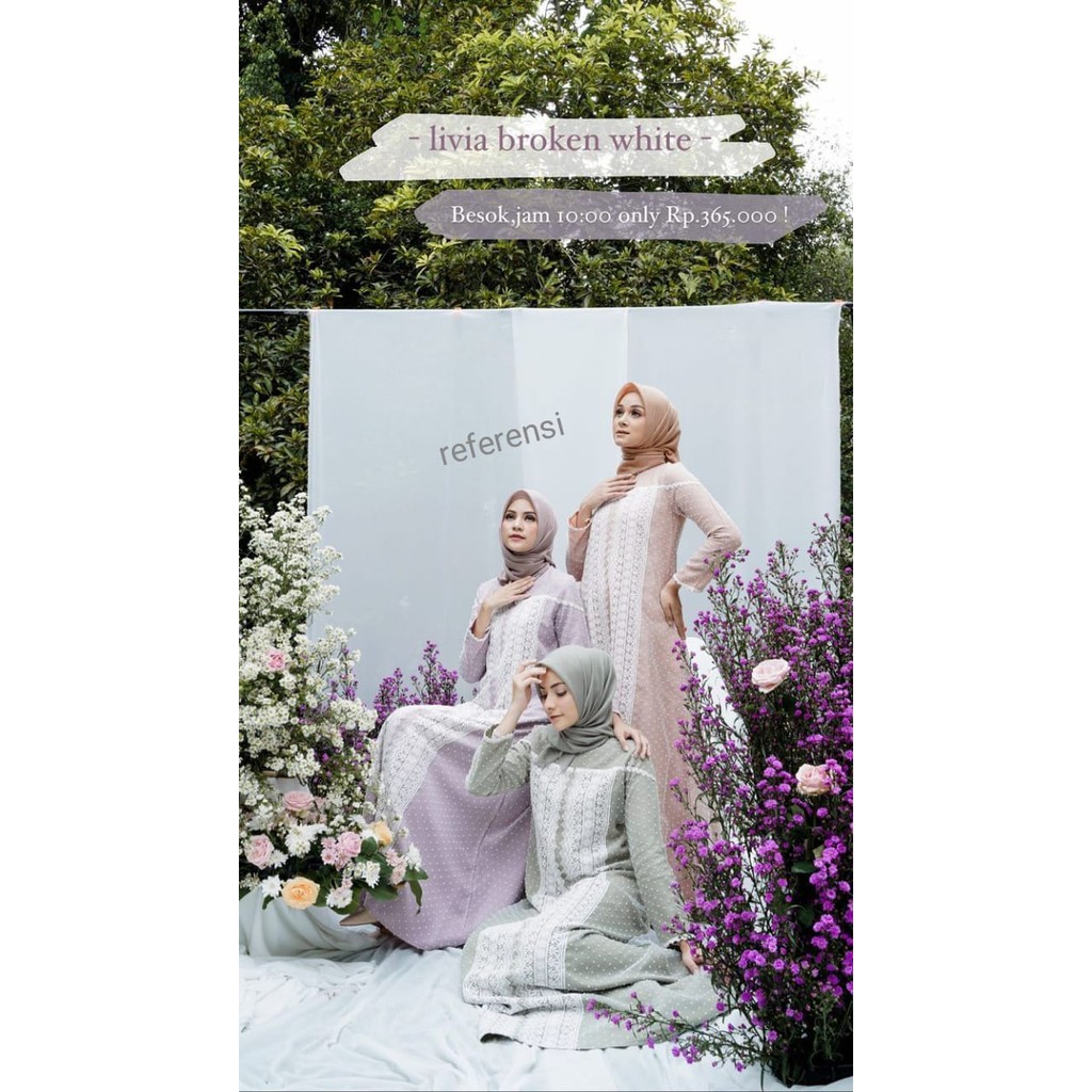 (COD) SHOFIA DRESS / REFERENSI LIVIA BROKEN WHITE IED SERIES KALEELA / JAVINA