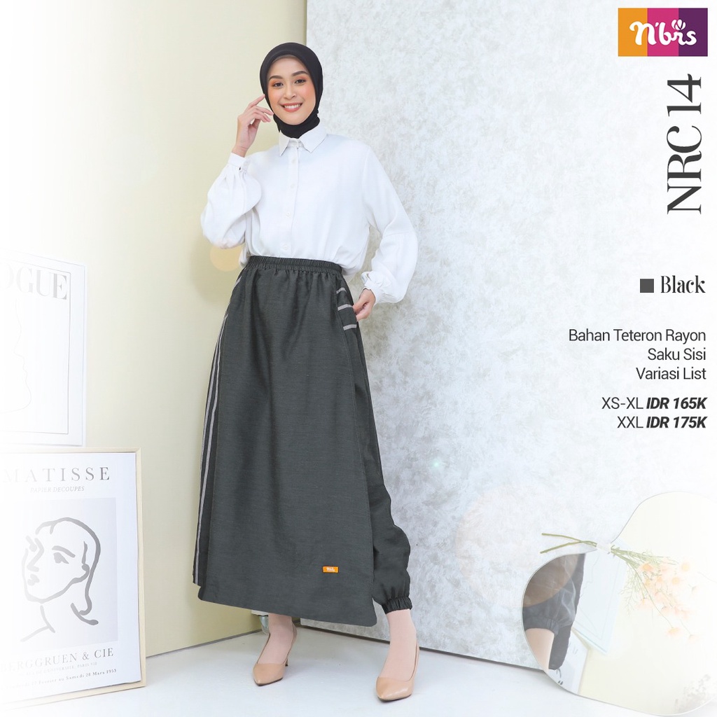 Nibras Rok Celana NRC 14 Bahan Teteron Rayon Bawahan Muslim Wanita Polos Longgar