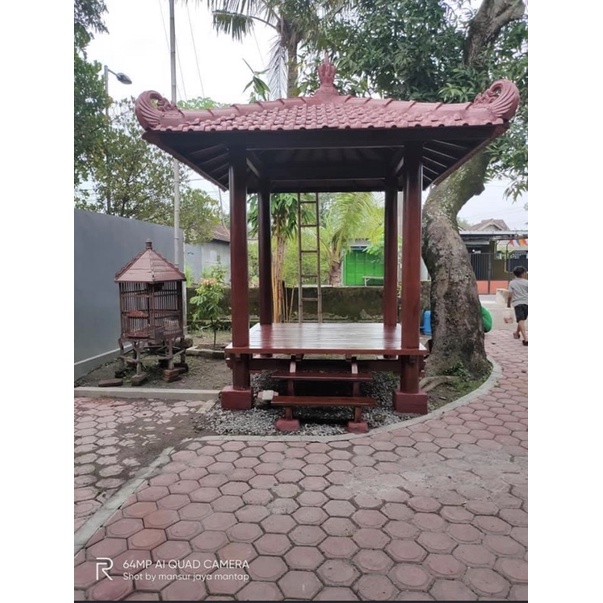 Gazebo kayu jati / gazebo minimalis / pargola kayu jati / gazebo taman / gazebo saung joglo