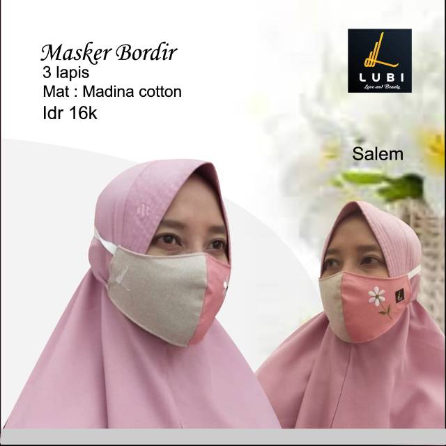 Masker LUBI BORDIR Bunga Cantik 3 Lapis