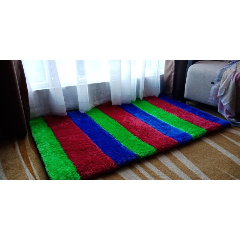 karpet pelangi bulu rasfur lembut (random) ukuran 160×100,tebal 4cm murah bisa COD