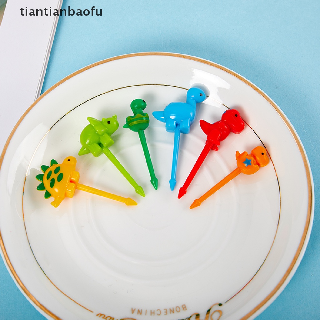 6 Pcs Garpu Tusuk Gigi Buah Bento Desain Hewan Dinosaurus Untuk Dekorasi Pesta