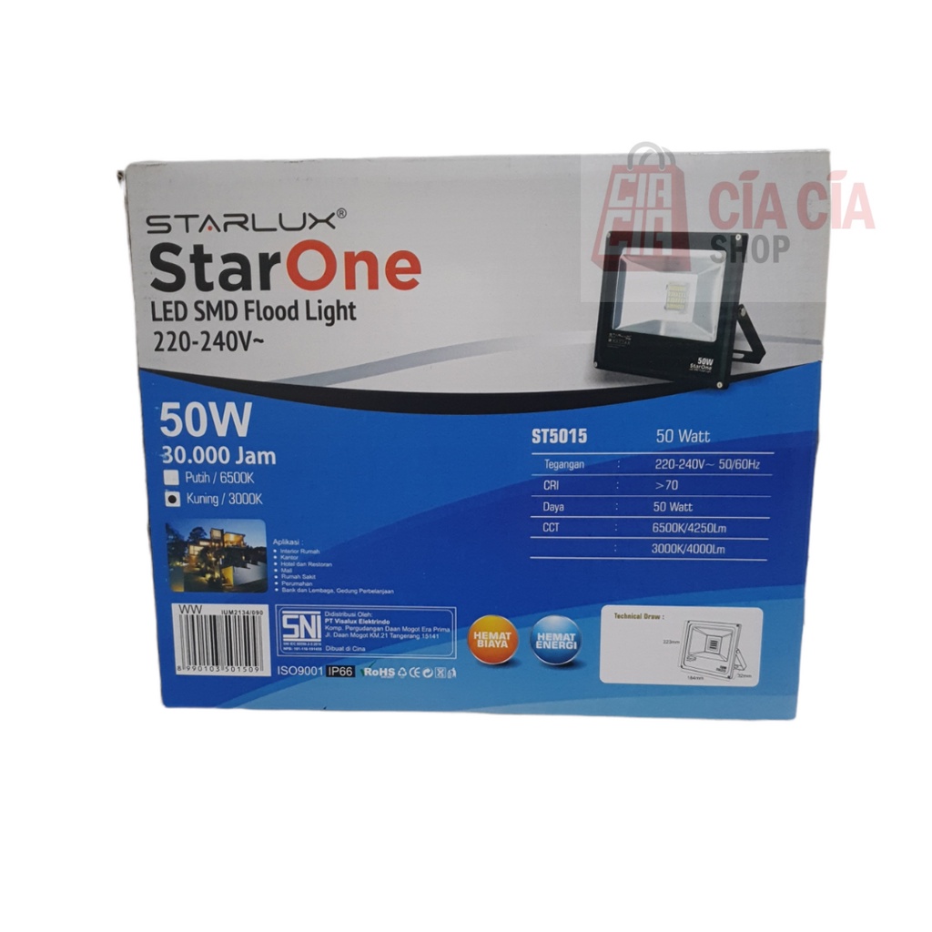 STARLUX STARONE Lampu Tembak 50 WATT Lampu Sorot LED 50W LED Flood Light 50 W