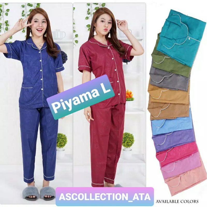 PIYAMA SATEN EMBOS CP L / PIYAMA L / PIYAMA DEWASA / PIYAMA MURAH / BAJU TIDUR / PIYAMA JUMBO