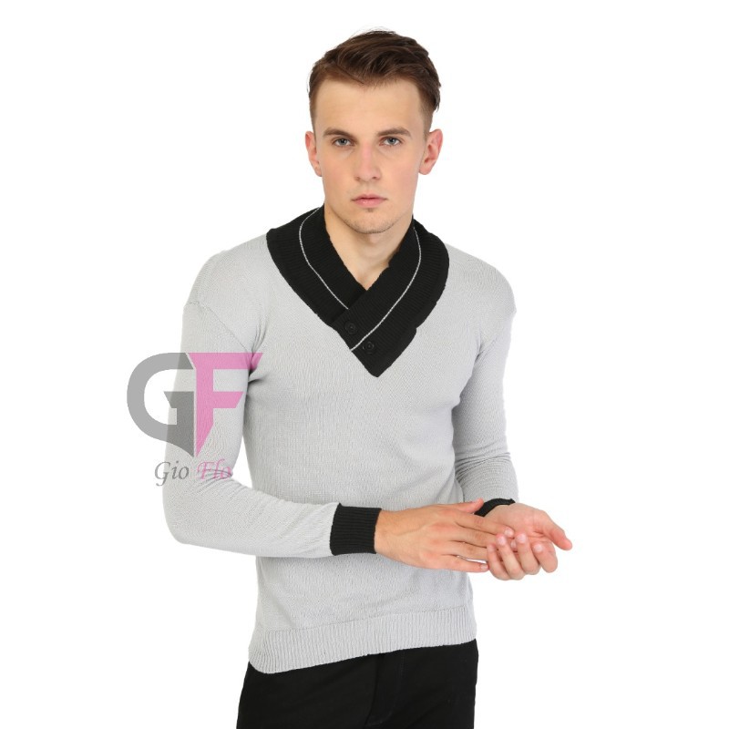 GIOFLO Sweater Jaman Sekarang Rajut Tebal Abu Muda / SWE 1063