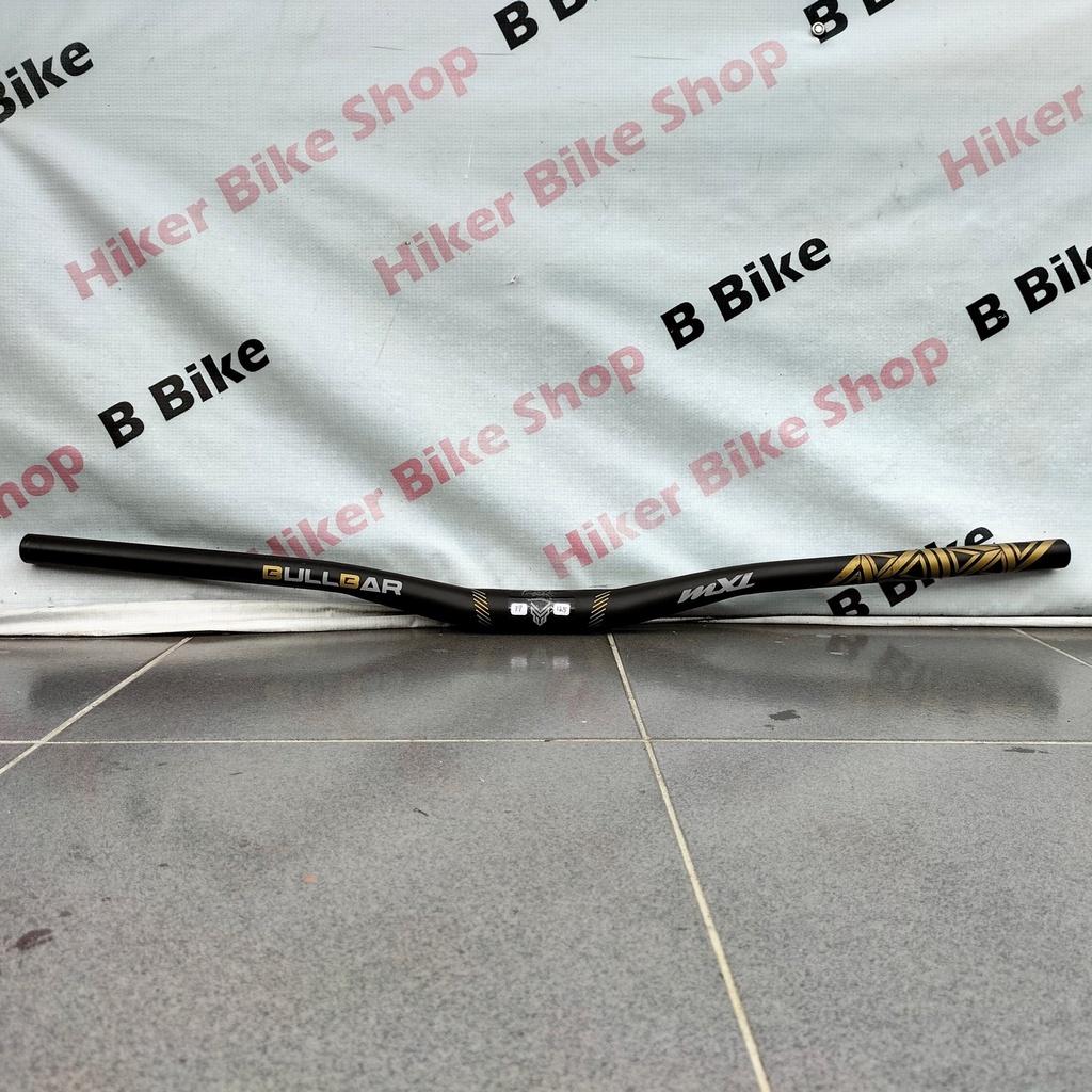 Handlebar MTB Seli Sepeda Lipat MXL BullBar Panjang 77 cm Clamp 31.8 Rise 20 mm Black Gold Bekas