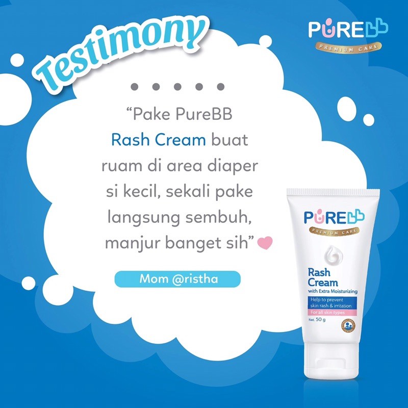 Pure BB Baby RASH CREAM 50gr Efektif Mengatasi Ruam Susu / Popok &amp; Iritasi with Extra Moisturizing