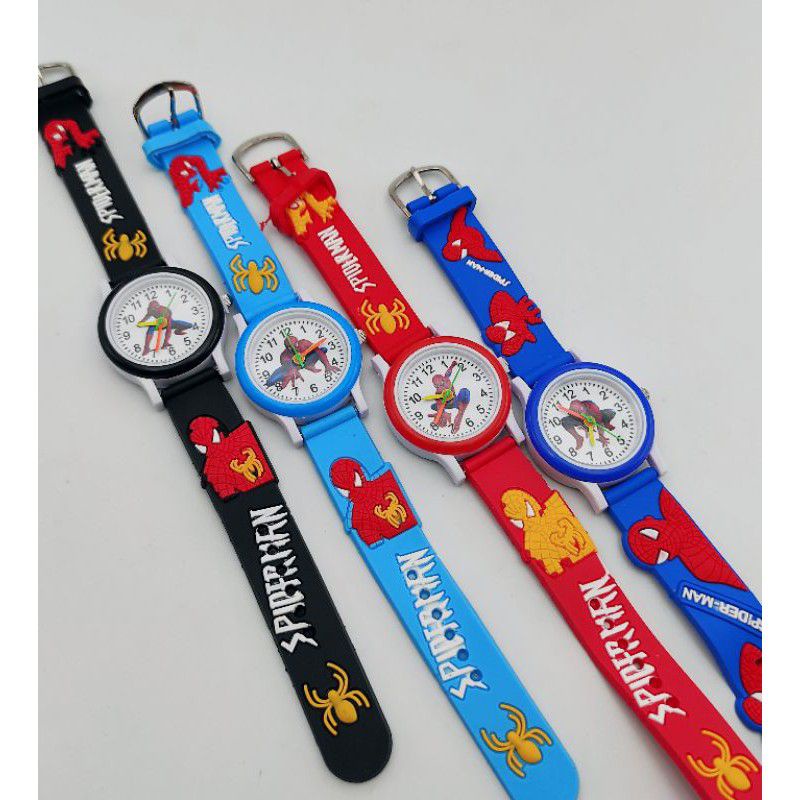 (Terima Cod)Jam Tangan Anak-Anak Timbul Spiderman Strap Rubber(Dikirim Jakarta)