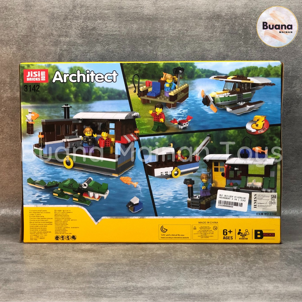 BRICK JISI ARCHITECT RIVERSIDE BOAT BRICK MAINAN EDUKASI ANAK BLOCK RUMAH PERAHU 3142