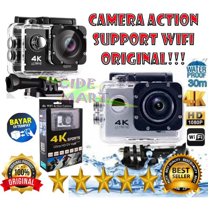 Murah (ORIGINAL) CAMERA ACTION 4K WIFI GO PRO KOGAN ULTRA HD TERMURAH - RANDOM WARNA Free ongkir