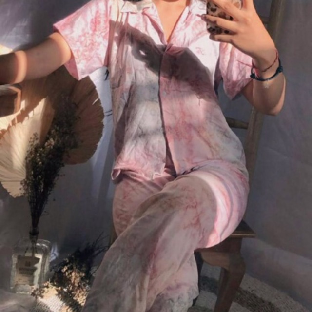 tie dye piyama set lengan pendek