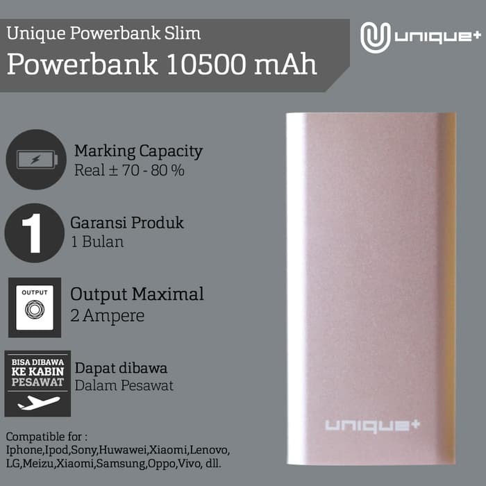 Ori Powerbank 10500mAh Slim Metal   Power Bank 10500 mah Slim   Biru .