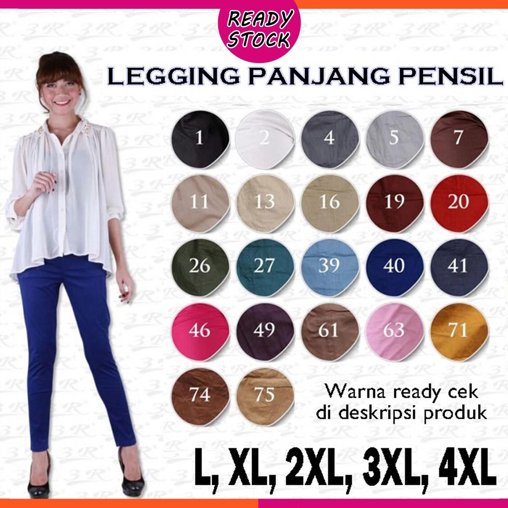 BIGCLO - (COD) Celana Katun Original 3R Legging Panjang Wanita Big Size Jumbo Stretch
