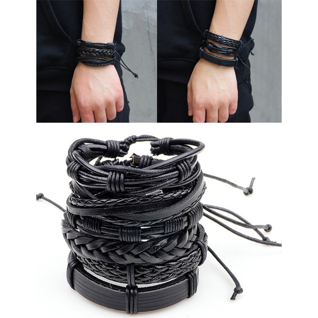 LRC Gelang Tangan Fashion Black Pure Color Decorated Bracelet