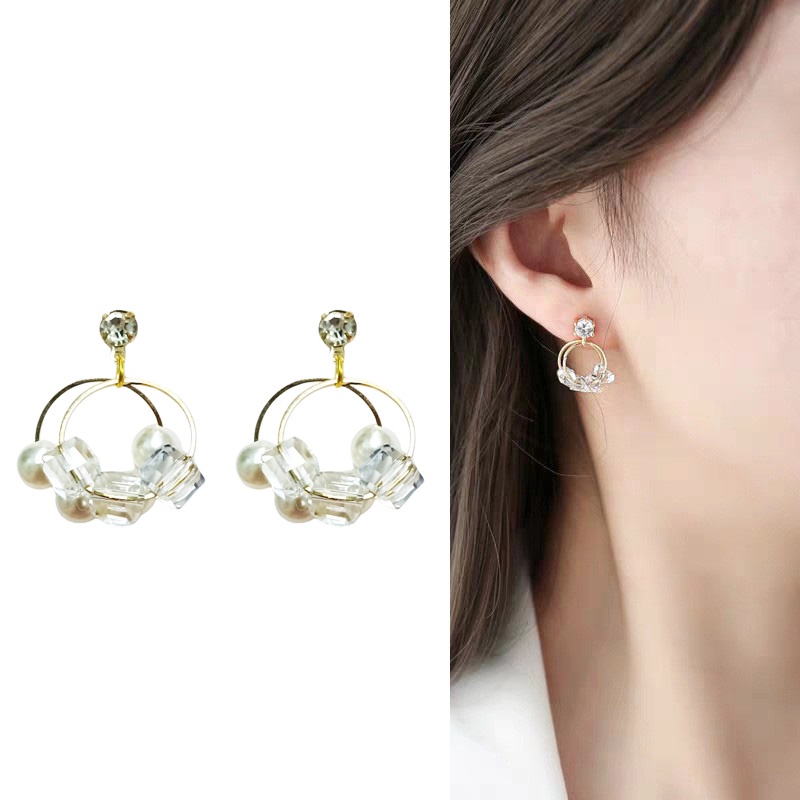 Anting Stud Wanita Korea /Anting fashion Mutiara Stud Diamond 537