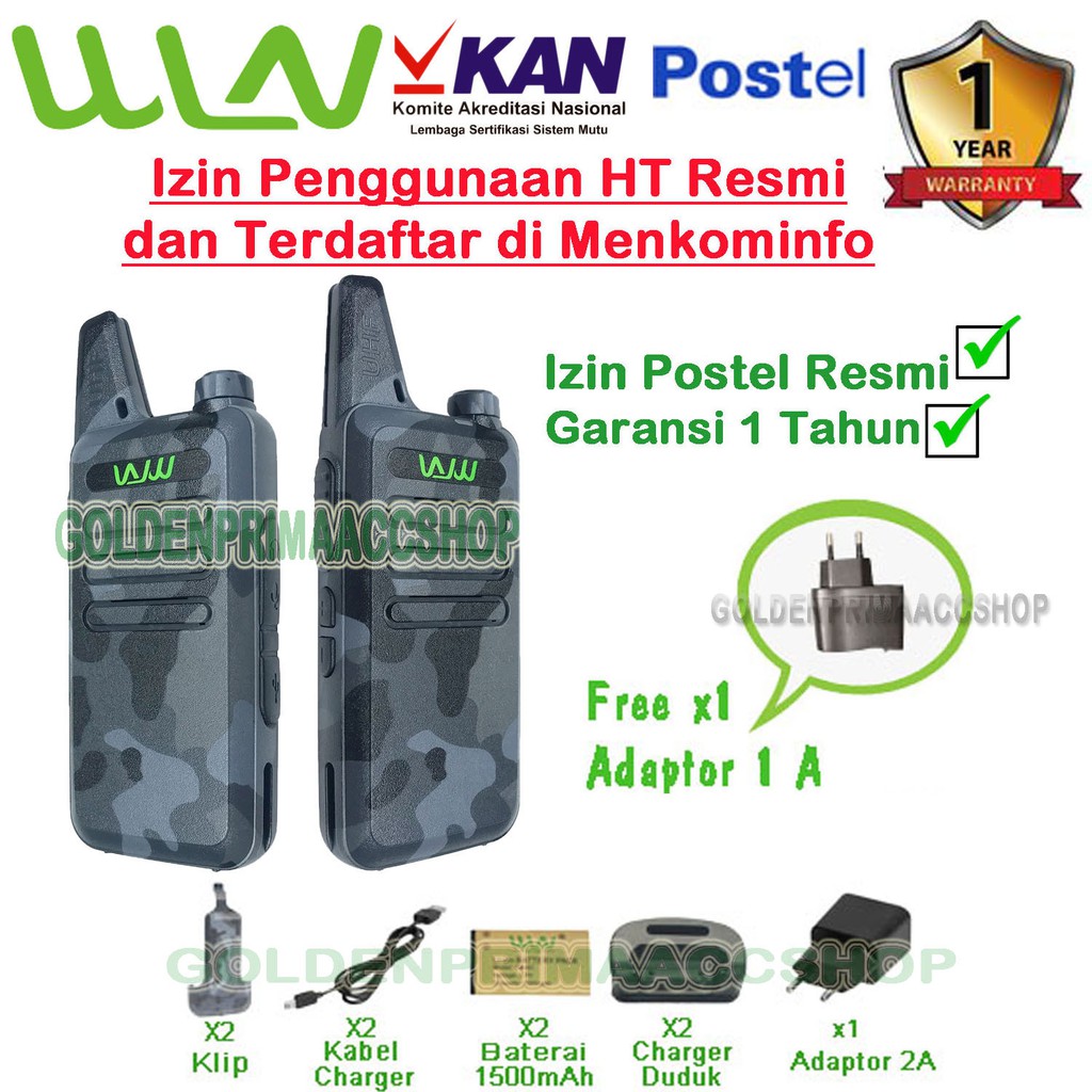 HT WLN Walkie Talkie Two-Way Radio KD-C1 Loreng Abu (isi 2pcs)