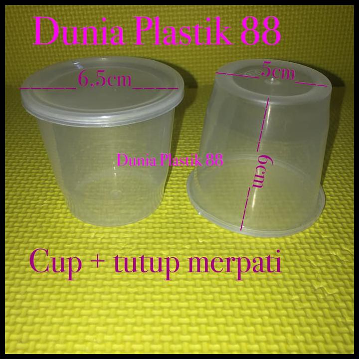 25PC CUP + TUTUP GELAS PLASTIK PUDING SELAI RUJAK KECIL MINI MERPATI