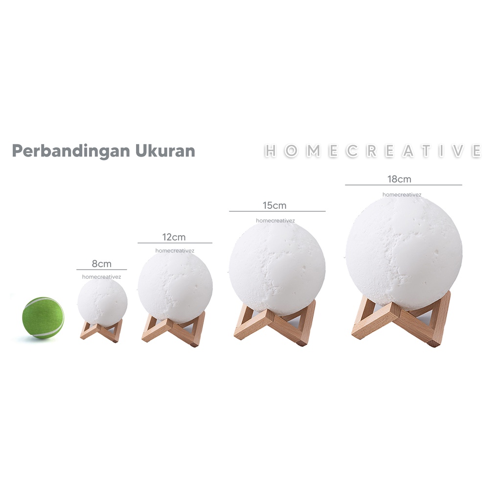 Homecreativez Lampu Bulan 3D Aesthetic Lampu Tidur Kamar 3D Lampu Bulan Moon Light