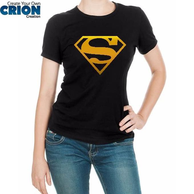 KAOS WANITA KAOS SUPERMAN LADIES - SUPERMAN GOLD LOGO - BY CRION KAOS DISTRO CEWEK ORIGINAL