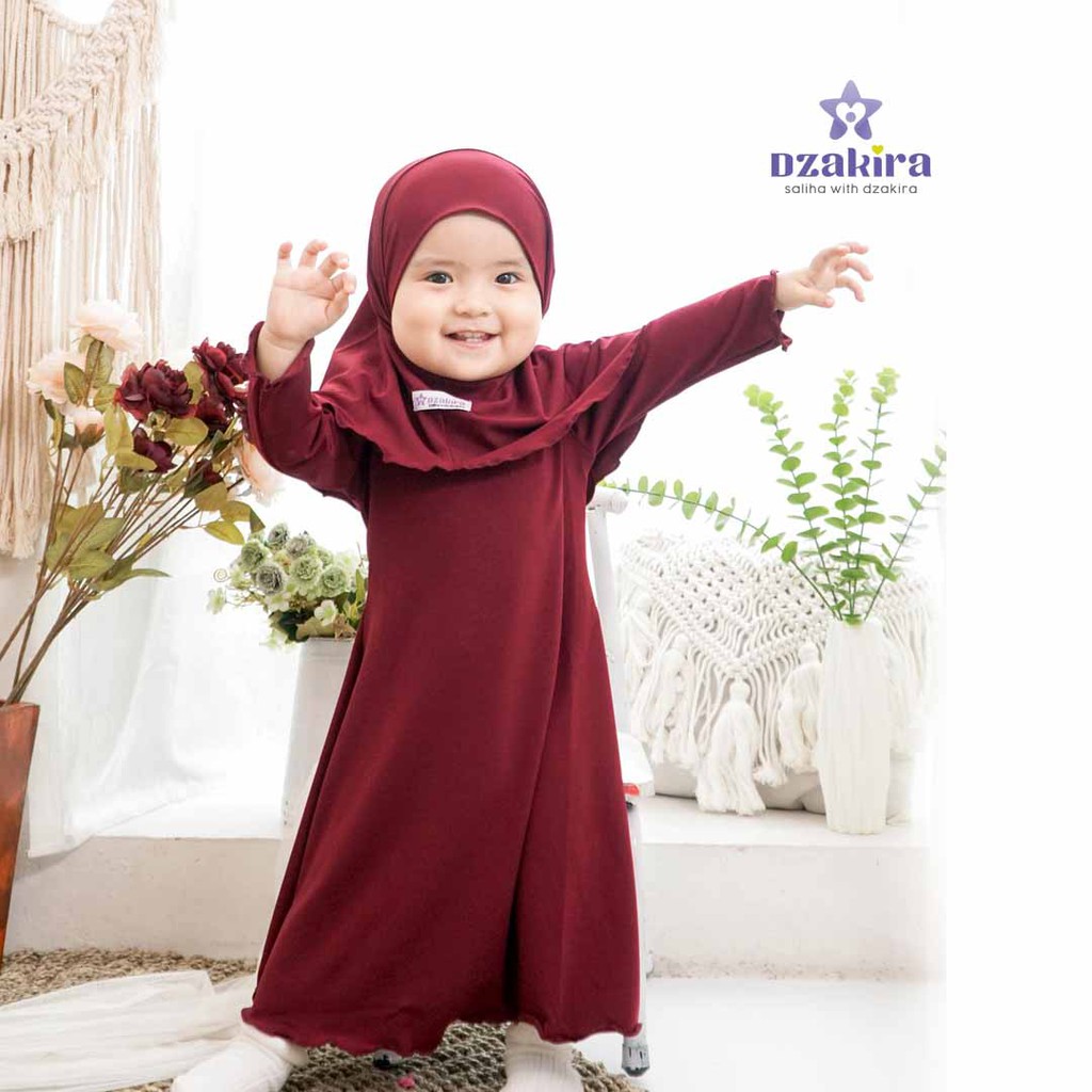 GAMIS ANAK BAYI KIA DAILY by DZAKIRA PEREMPUAN BAHAN JERSEY PREMIUM MAROON