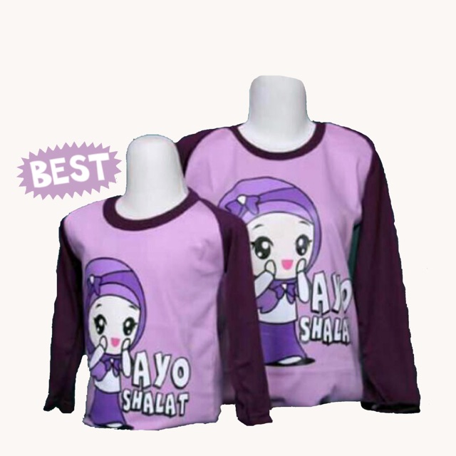 COUPLE IBU & ANAK " AYO SHOLAT" kaos raglan tangan panjang merk OSKOSH