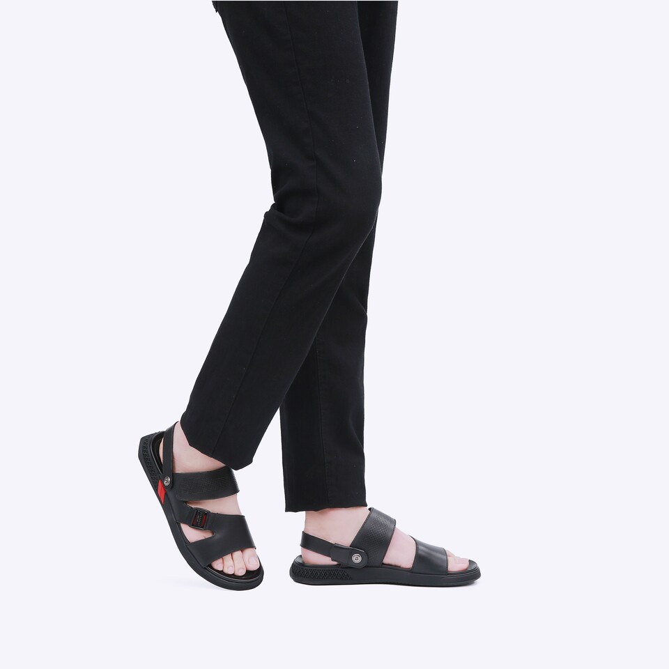 SANDAL KULIT EVERBEST PRIA ORIGINAL SLINGBACK CASUAL ASLI HITAM EM31