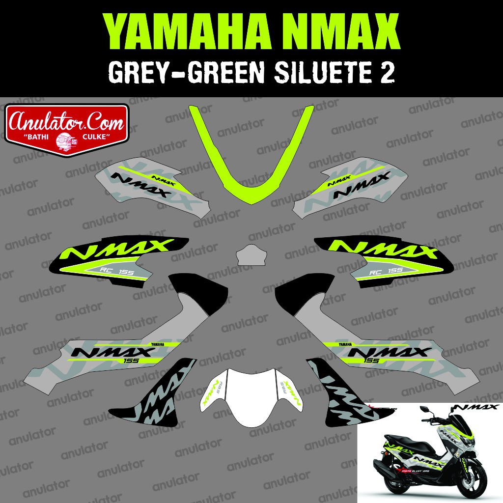 Sticker Striping Motor Stiker Yamaha Nmax Grey Green Siluete Spec