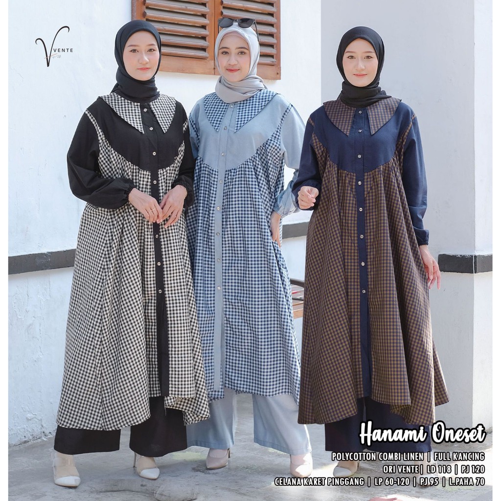 Vente Daily Hanami One Set Setelan Jumbo Wanita Dewasa Bahan Polycotton Linen Ld 120