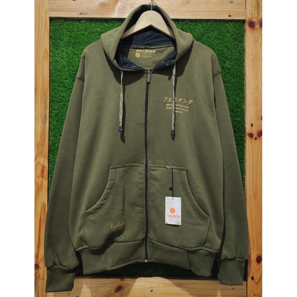 Hoodie Zipper Pria Original Distro Warna Hijau Army Sweater Hodie Resleting Premium Kachios MR DEE J