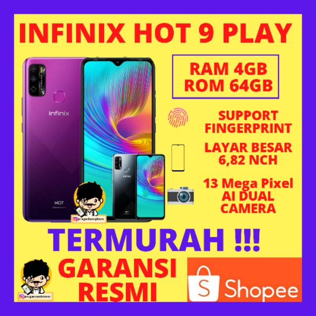 INFINIX HOT 9 PLAY RAM 2/32 GARANSI RESMI INFINIK HOT 9 HP GAMING