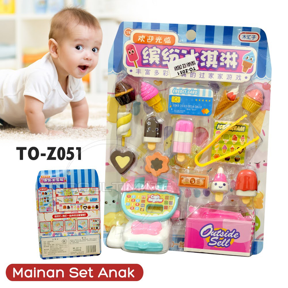 1Set Mainan Anak Mainan Edukasi Mini Market Mainan Kasir Playset Anak Miniatur TO-Z051 TO-Z052