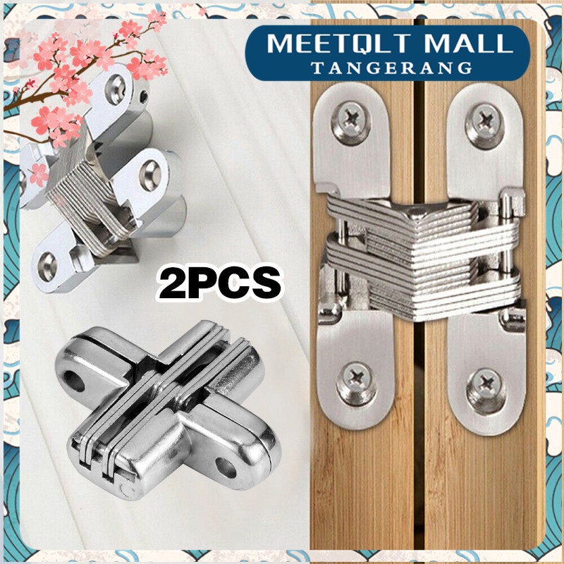 2PCS  ENGSEL STAINLESS /  Engsel Pintu /Engsel meja lipat /CHROME Cross Hinge Pintu Lemari Meja Lipat Tanam