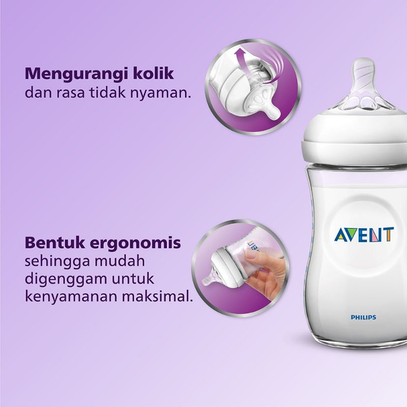 Philips Avent Natural Bottle 260ml Per 1pcs Non Kardus/Botol Susu Bayi 260 ml