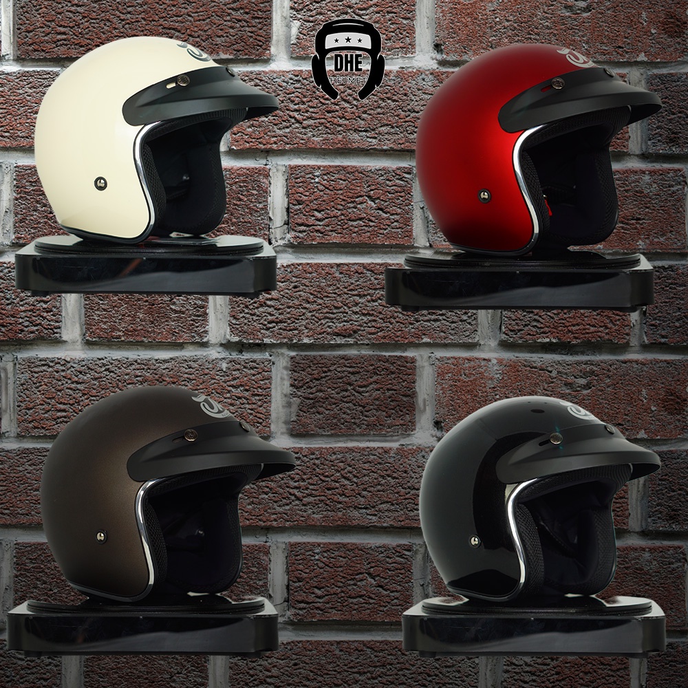 Helm Retro JPX New Bigie Solid Original Helm Half Face SNI