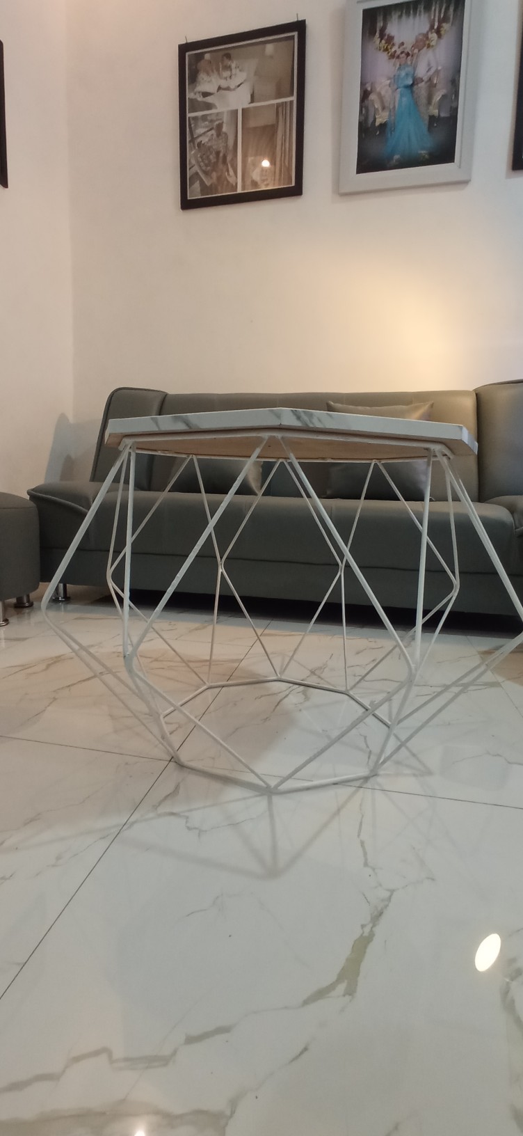 Meja Tamu Minimalis Segi 8 Hexagon Teras Coffee Table Diameter 60 Cm