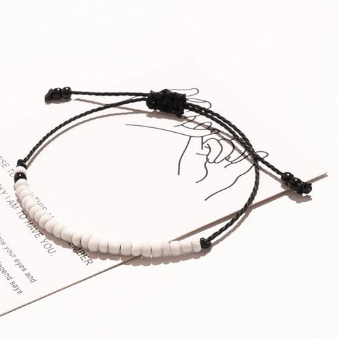 Gelang Couple Mote Hitam Putih Simple Monochrome