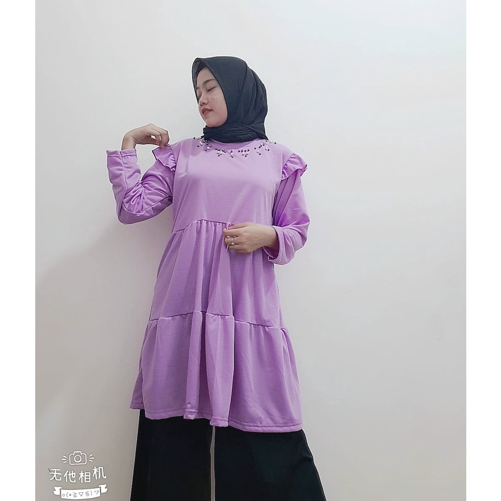 RILLO - TUNIK MUTIARA  REMPEL SUSUN TANGAN RUFFLE  FIT XL / TUNIK MUSLIM