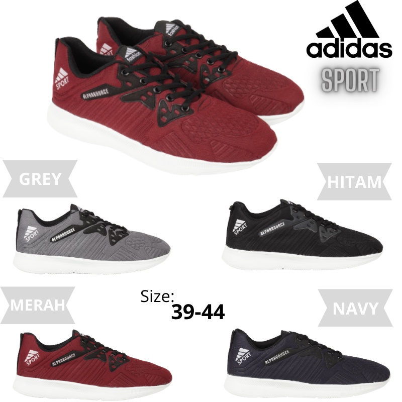 (BISA COD) Sepatu Pria Sport Casual Unisex Adidas Alphabounce Bisa Dipake Lari Senam Bahan Mesh Canvas Hitam Running Casual Keren Santai