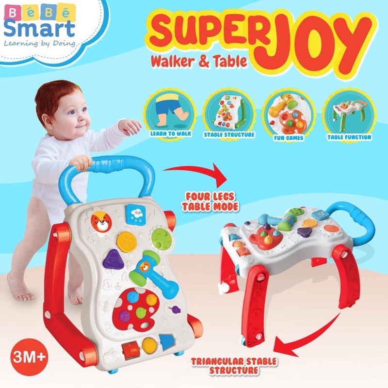 SMART BABY WALKER PUSH WALKER BEBE SMART PLAY ALONG WALKER BEBESMART mainan bayi alat belajar jalan bayi PUSH WALKER MURAH/SUPER JOY PUSH WALKER AND TABLE Mainan dorongan bayi belajar berjalan / Bebesmart walker/ SUPERJOY Walker Bebe smart/BABY WALKER