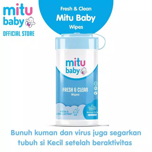 Mitu Baby Wipes Fresh &amp; Clean  Blossom Berry 60'S