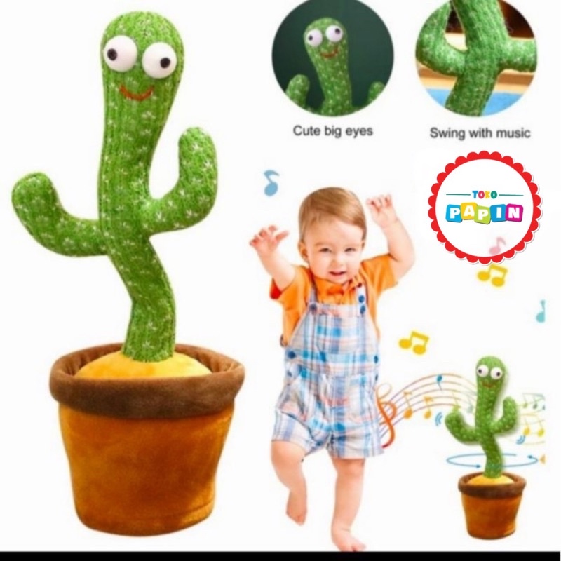 TokoPapin Mainan Boneka Kaktus Goyang Bicara Menari Mainan Anak Bayi Cactus